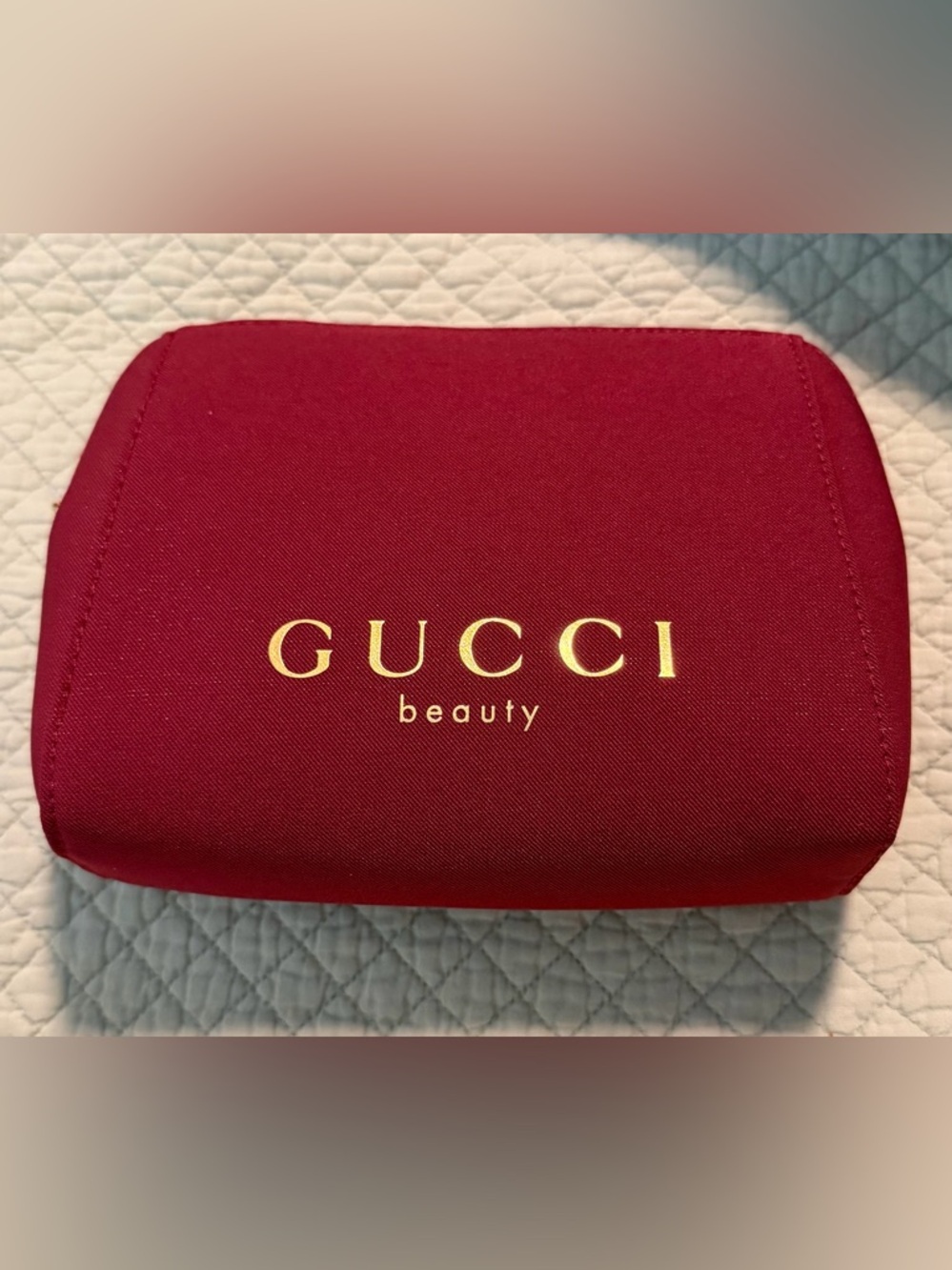 NEW Gucci Beauty Red Cosmetic Pouch with Gold Logo